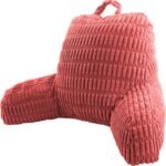 A red corduroy Y-shaped lumbar pillow with a top hanging loop, shown on a plain white background.
